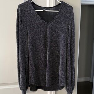 Karen Kane Black Metallic V-Neck Long Sleeve Top